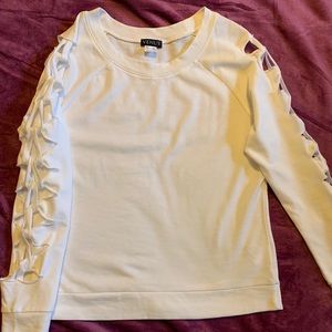 Venus ivory cut out sleeve sweatshirt